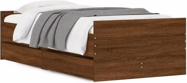 Letto singolo moderno Design In con cassetti in rovere marrone L: 80 cm, P: 190 cm, H: 78 cm – 1