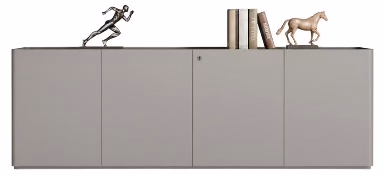 Mobile contenitore moderno con superficie in legno e ante dal design minimalista