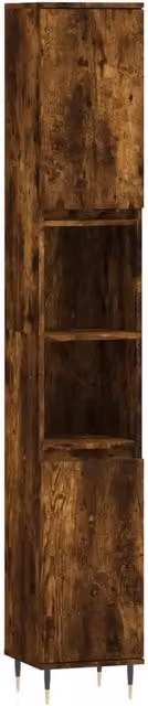 Armadietto da bagno rovere fumo 30 x 30 x 190 cm design industriale grande spazio di archiviazione in legno rovere fumo 02_0048986