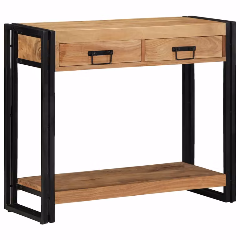 vidaXL Tavolo consolle moderno in legno di acacia e metallo marrone L: 90,0 cm, P: 33,0 cm, H: 75,0 cm