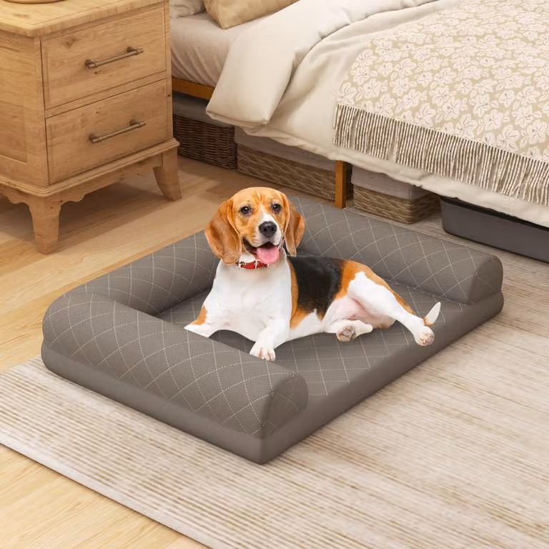 Cuccia ortopedica Costway per cani di taglia media e piccola in schiuma con bordi rialzati e copertura lavabile, Grigio