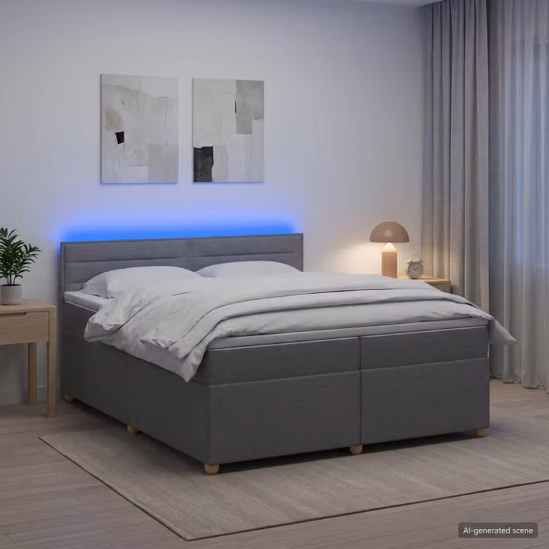 Maison Exclusive - Letto boxspring con materasso Grigio chiaro 200 x 200 cm Tessuto
