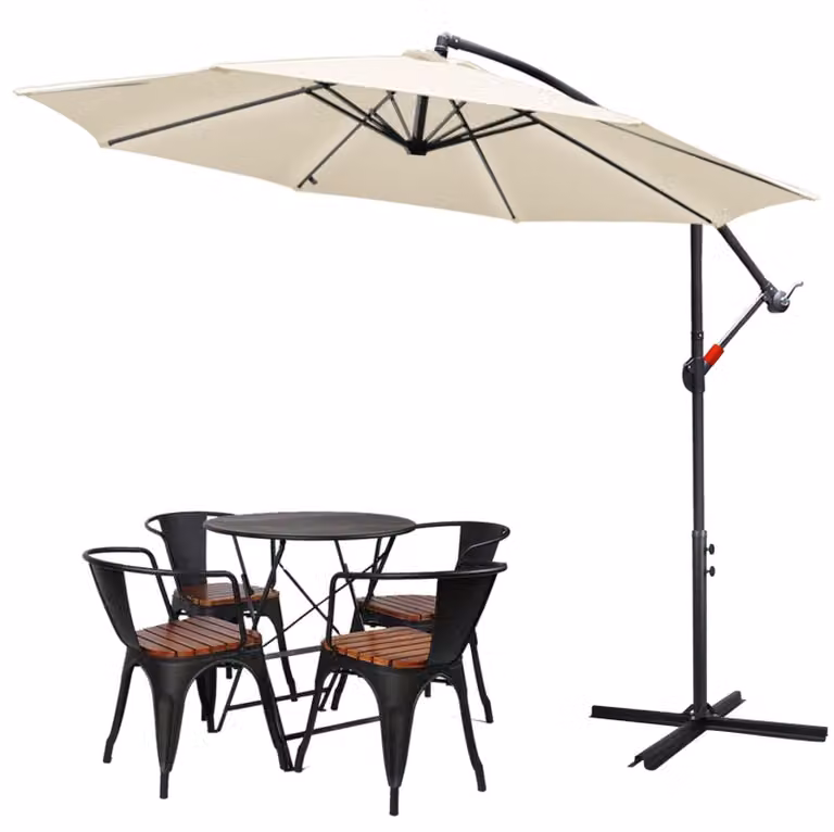 Ombrellone a sbalzo - Da 300 a 350 cm - Manovella - Protezione UV 40+ - Impermeabile - Beige
