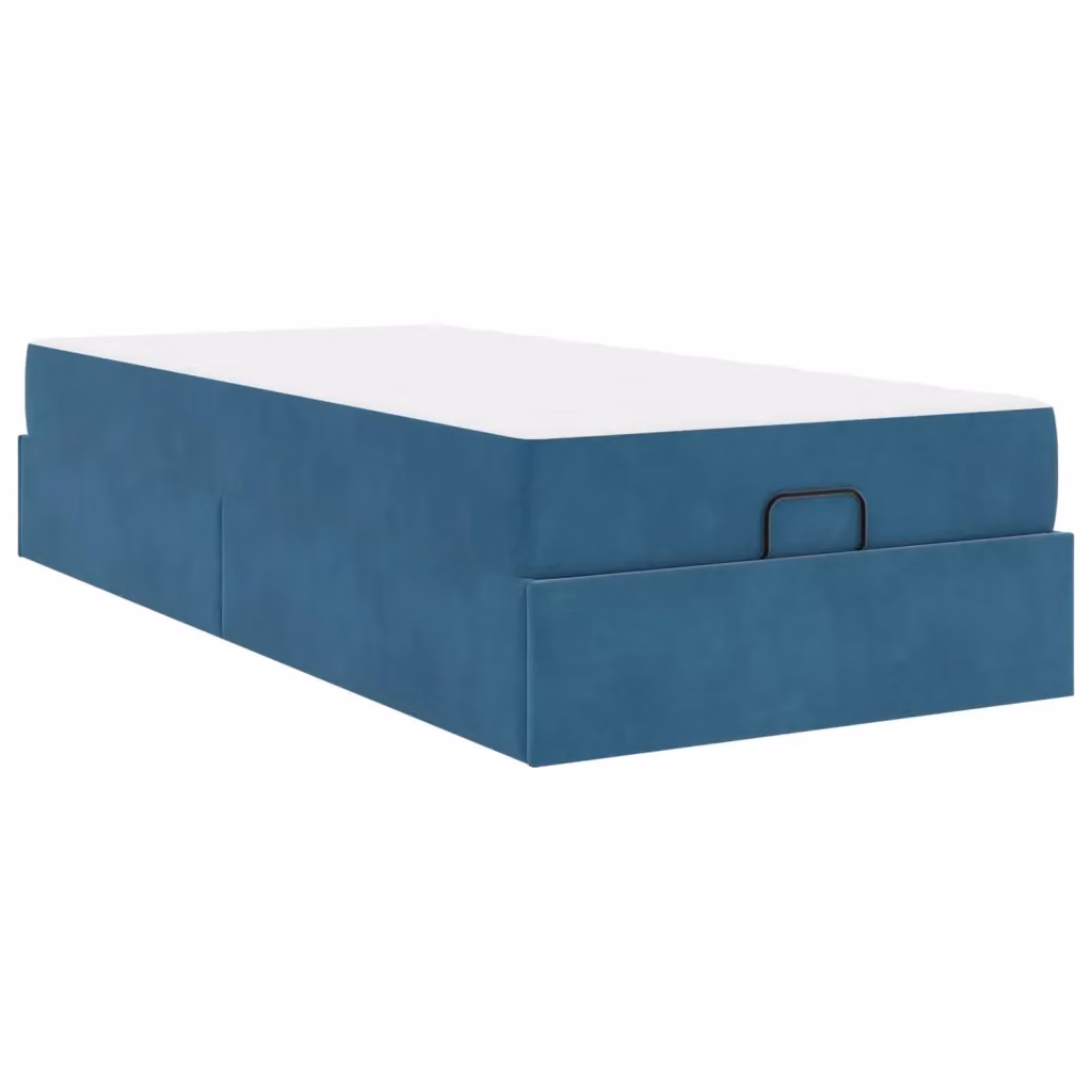 Set letto vidaXL con struttura in velluto blu e 2 materassi in schiuma, L/P/H: 90 x 200 x 43,5 cm – 2