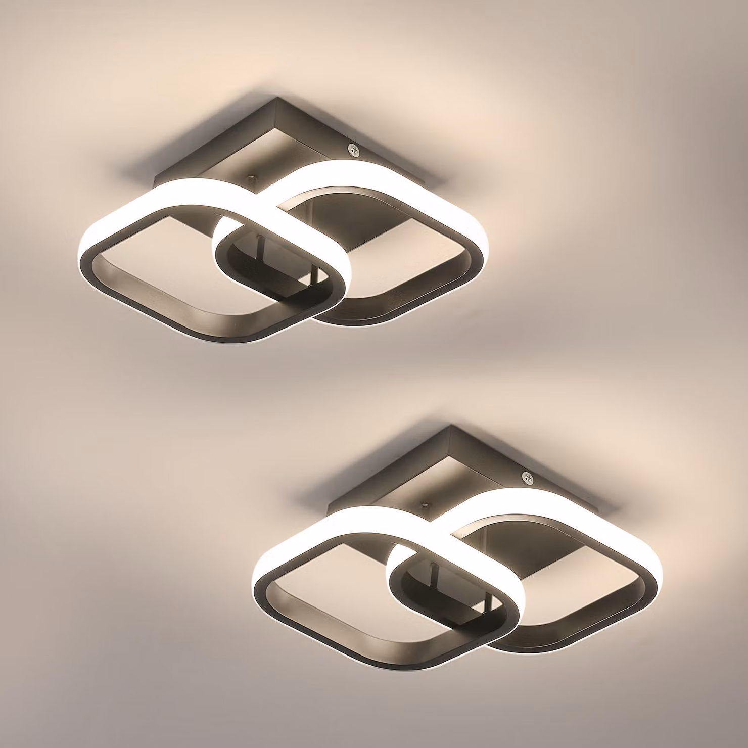 Mckalen, 2 lampade a soffitto LED, 22W, luce naturale 4500K, colore nero