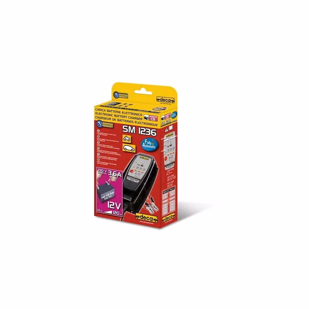 Caricabatterie Deca SM1236 da 1.2Ah a 120A per moto e auto di piccola e media cilindrata 12V, colore nero – 2