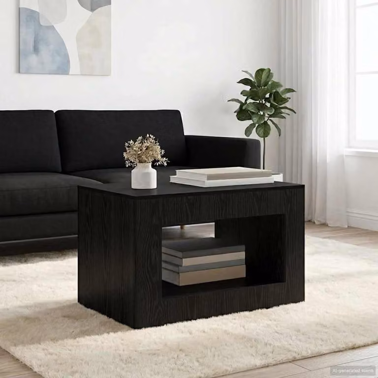 Tavolino da caffè vidaXL moderno in legno MDF color rovere e nero L: 80.5 cm, P: 50 cm, H: 50 cm