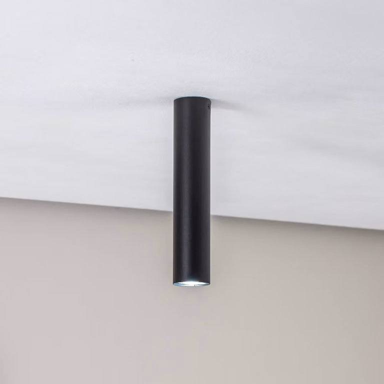Faretto a soffitto Tube SOLLUX LIGHTING, dimmerabile, Nero, Soggiorno / Sala da pranzo, Metallo, Moderno, Plafoniera