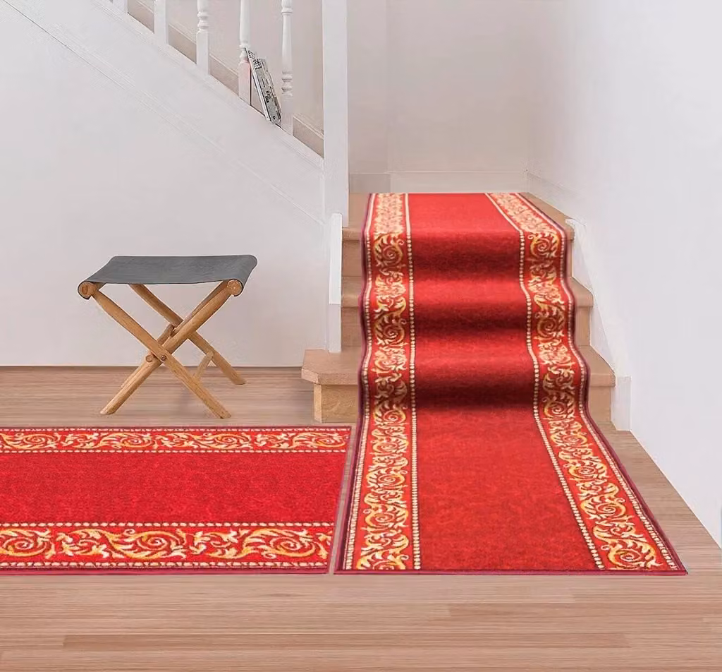 Passatoia EMMEVI in stile barocco orientale rossa per corridoio, cucina o scale, lavabile e antiscivolo, L: 67 cm x P: 900 cm – 2