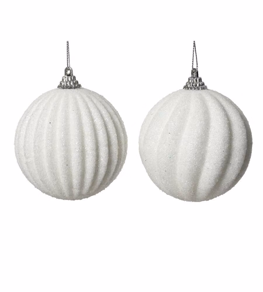 Decoris Sfera di Natale Bianca Glitter Swirl - 8 cm