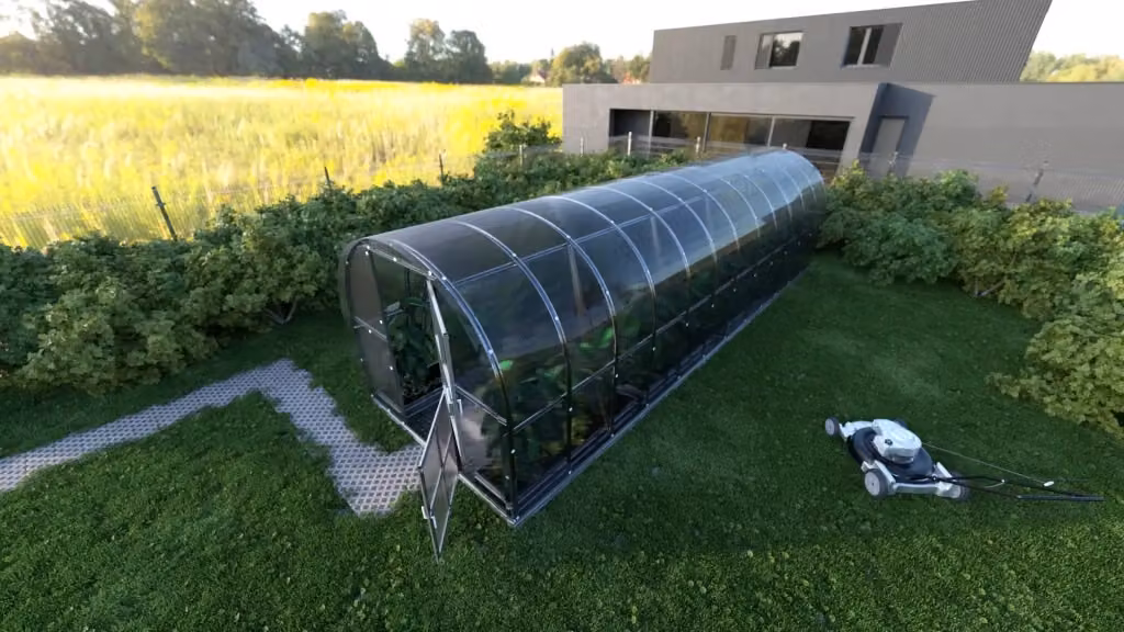 Serra da giardino KLASIKA ARCH con rivestimento in policarbonato trasparente e struttura in acciaio zincato, L: 8 m, P: 3 m – 2
