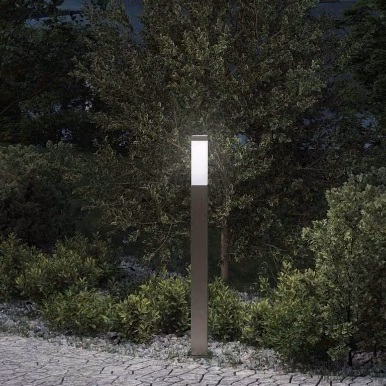 vidaXL Lampada a paletto da giardino in acciaio inox color argento, IP44, Altezza: 80 cm
