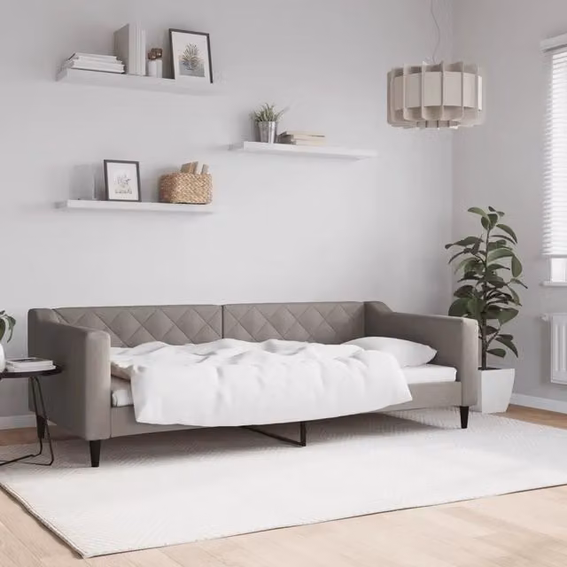Letto da giorno moderno vidaXL in tessuto beige e grigio