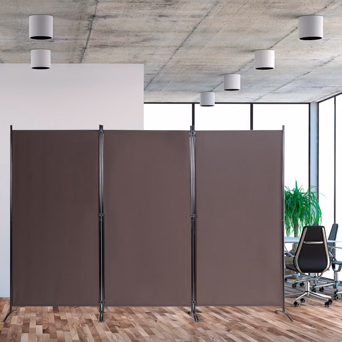 Divisore pieghevole con 3 pannelli Costway per casa e ufficio, separatore moderno marrone, H: 183 cm