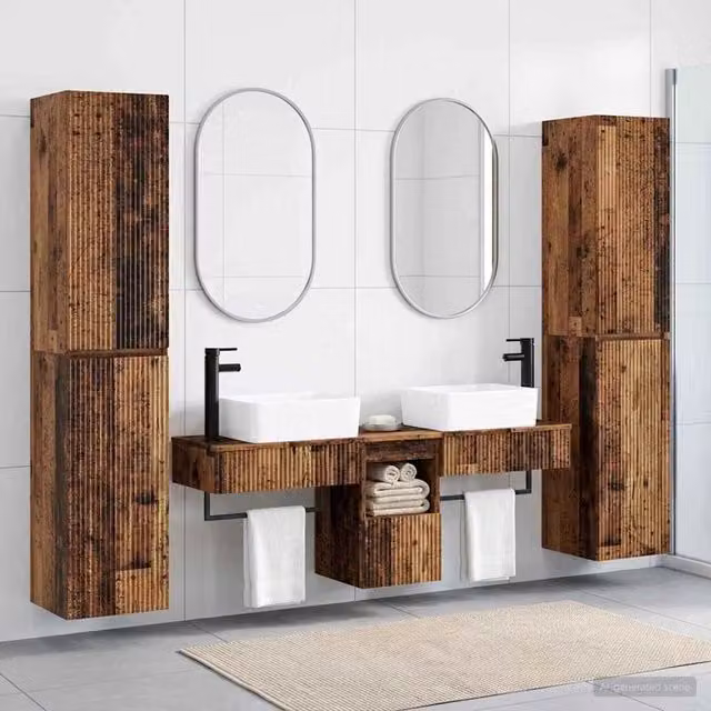Set di mobili per il bagno 5 pz Legno antico 33 x 34,5 x 160 cm 3406021