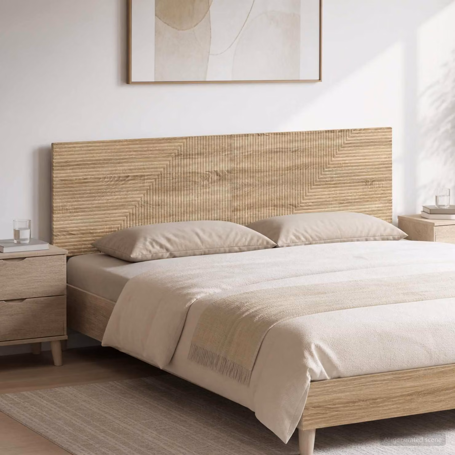 Testiera da muro vidaXL HAARLEM in legno ingegnerizzato Rovere Sonoma, marrone, con ripiano integrato e scomparti laterali