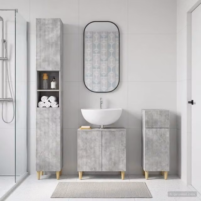 Set di armadietti da bagno in 3 pezzi ARNHEM Grigio Cemento 3417849