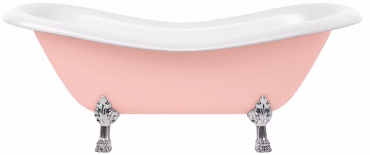 Casa Padrino Vasca da bagno liberty rosa / bianco / argento 188 cm - Vasca da bagno freestanding in stile retrò