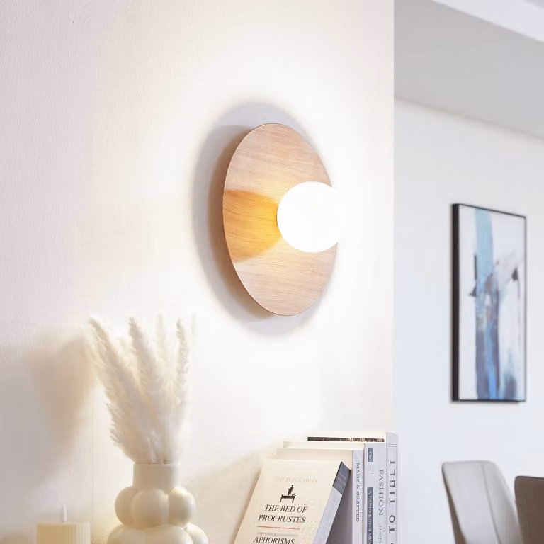 Applique da parete Zain Lindby, dimmerabile, Legno chiaro, Corridoio, Metallo, Moderno, Applique