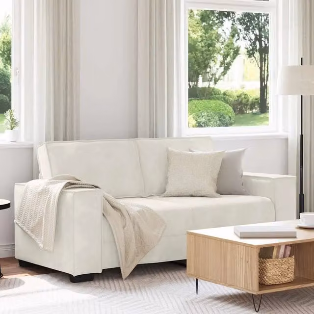 Divano a 2 Posti crema 180x78x84 cm in Velluto 4105028