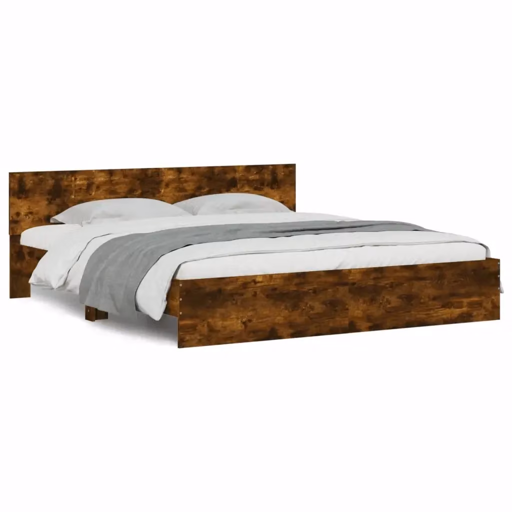 Giroletto con testiera vidaXL in legno rovere fumo L/P: 180 x 200 cm – 2