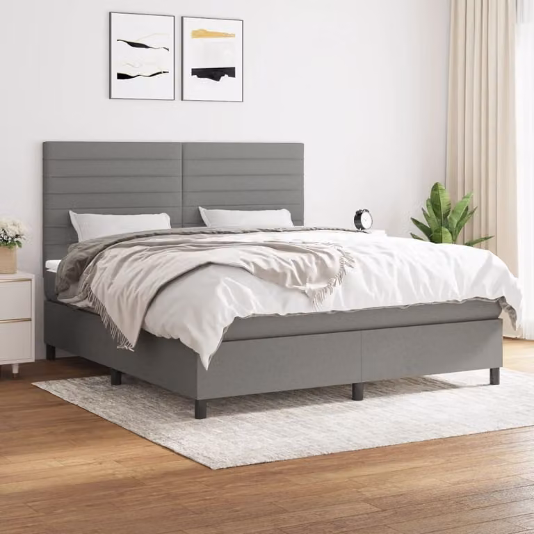 Maison Exclusive - Giroletto a Molle con Materasso Grigio Scuro 160x200 cm Tessuto