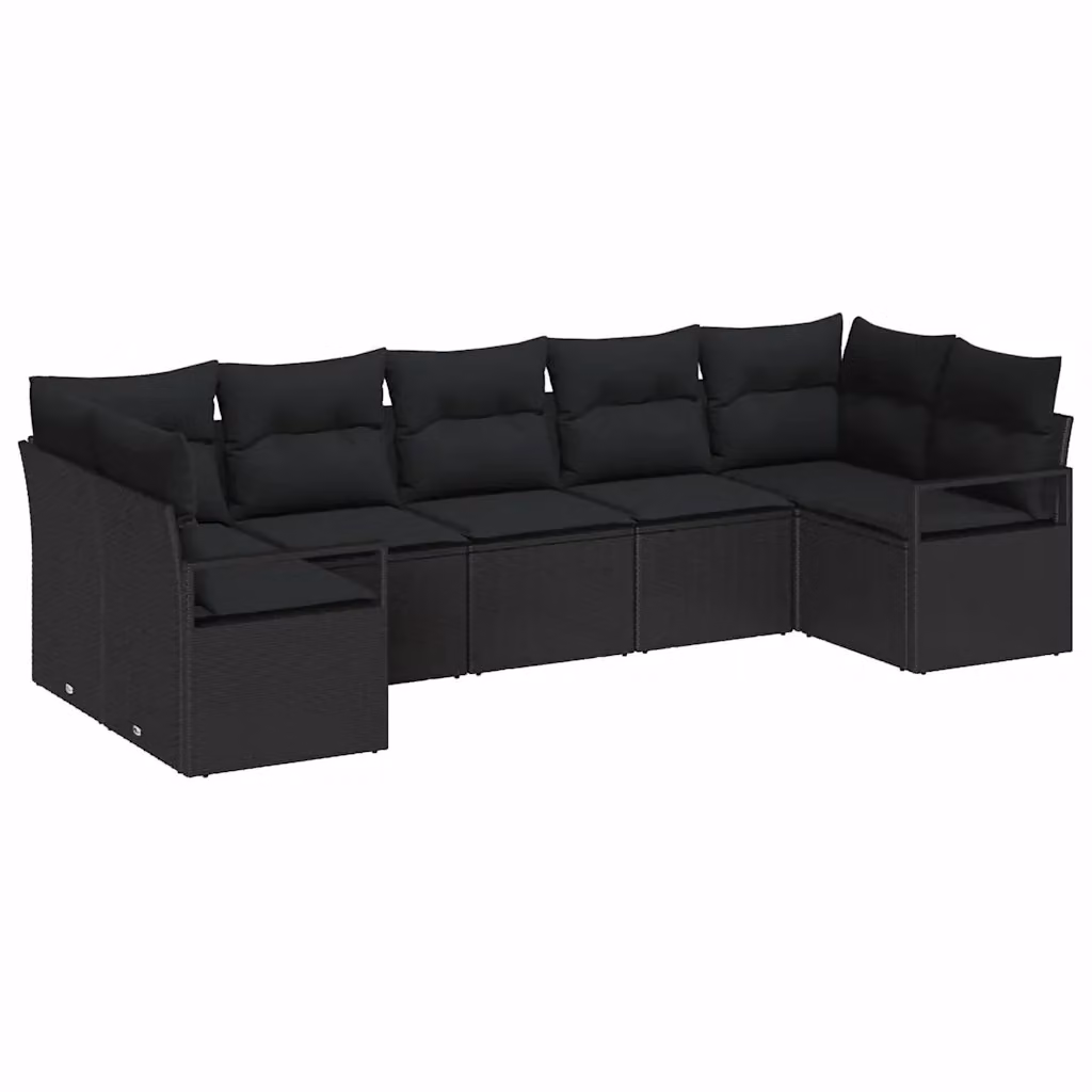 Set di divani da giardino vidaXL in polyrattan nero con cuscini e tavolino da esterno – 2