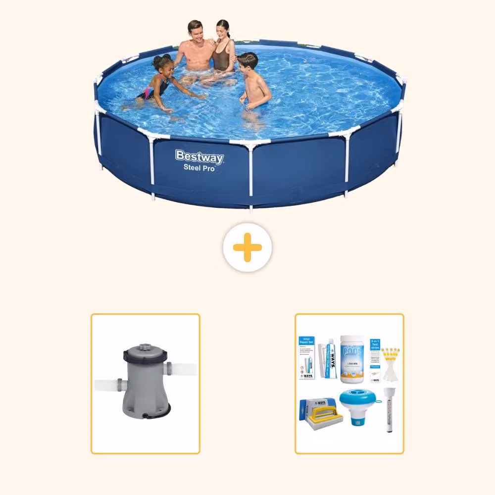 Bestway Steel Pro, piscina in acciaio, forma rotonda - 366x76 cm - composta da 3 parti, modello S22310