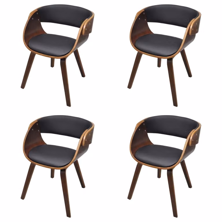 Sedie da Pranzo 4 pz Marroni in Legno Curvo e Pelle finta