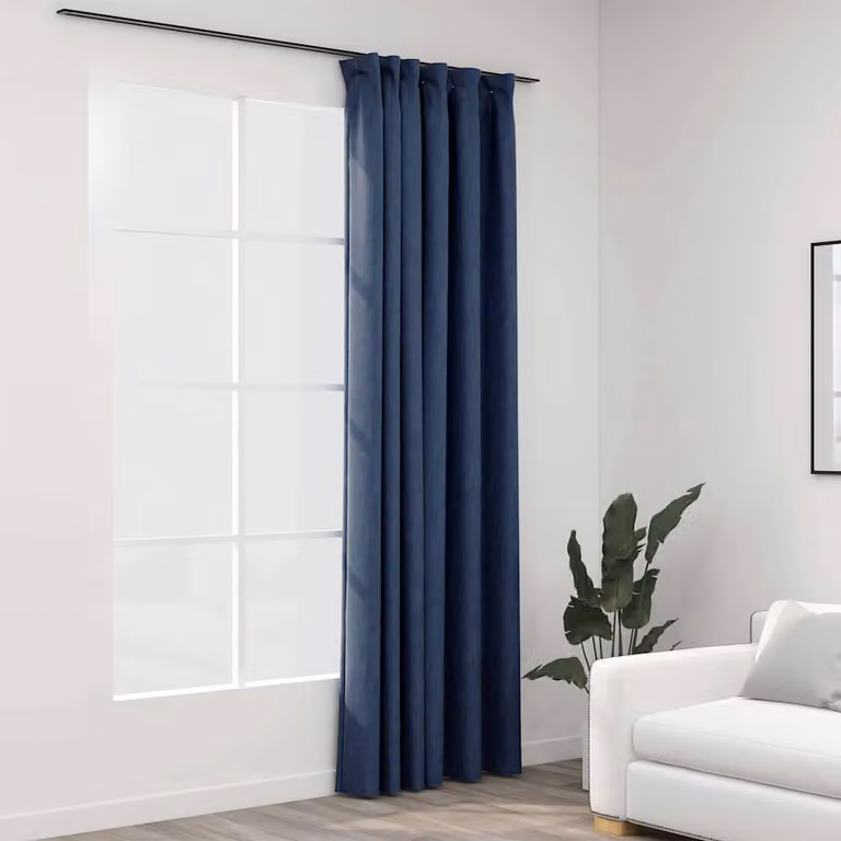 Tende Oscuranti vidaXL con Ganci Effetto Lino Blu L: 290 cm, H: 245 cm