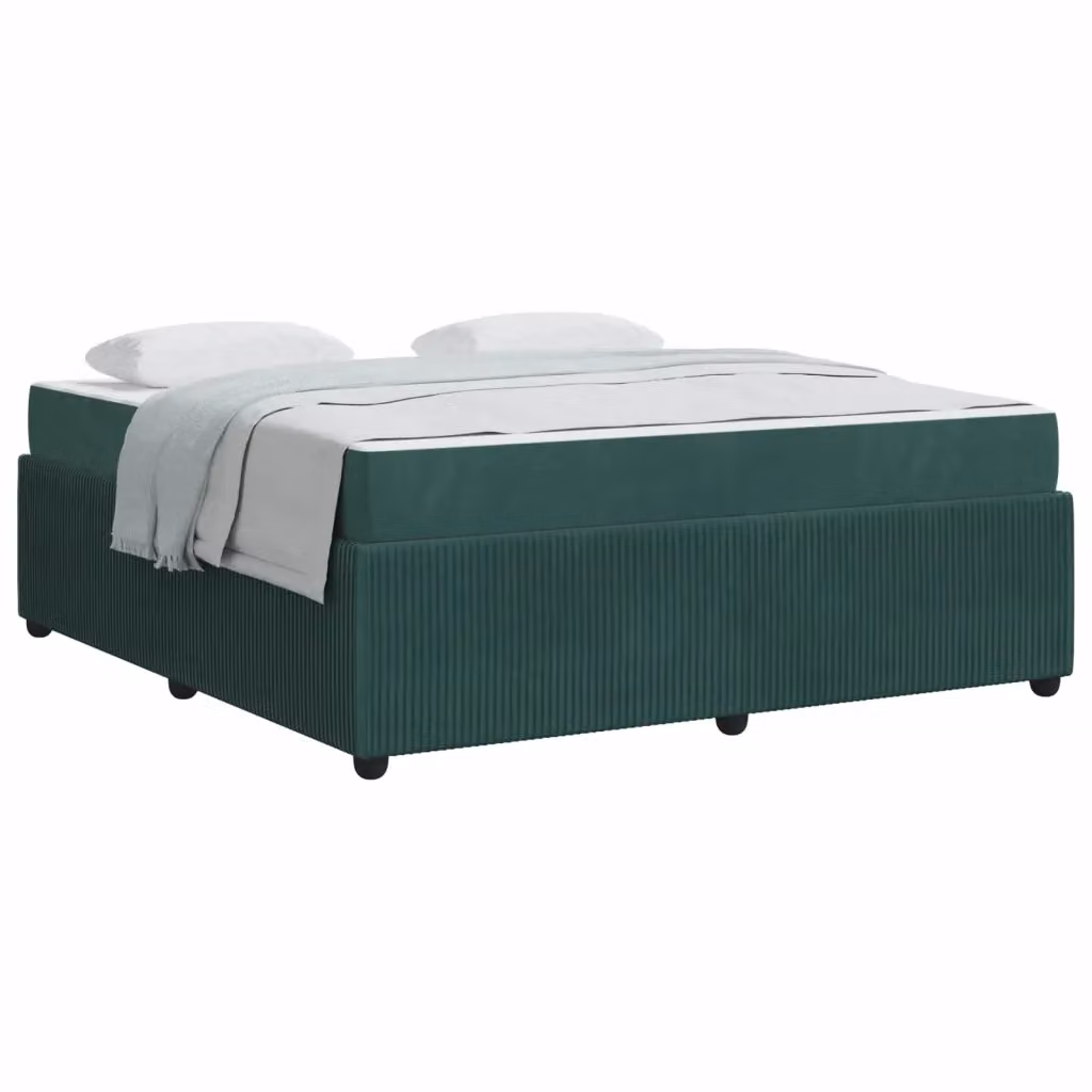 Struttura del letto moderna vidaXL in tessuto verde con base in legno MDF, L: 180 cm, P: 200 cm, H: 66 cm – 2