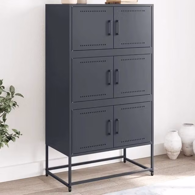 Credenza in metallo stile industrial vidaXL colore antracite L: 68,5 cm, P: 38,5 cm, H: 123,5 cm