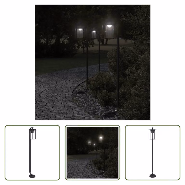 The Living Store Sentiero luminoso nero 100 cm in acciaio inox
