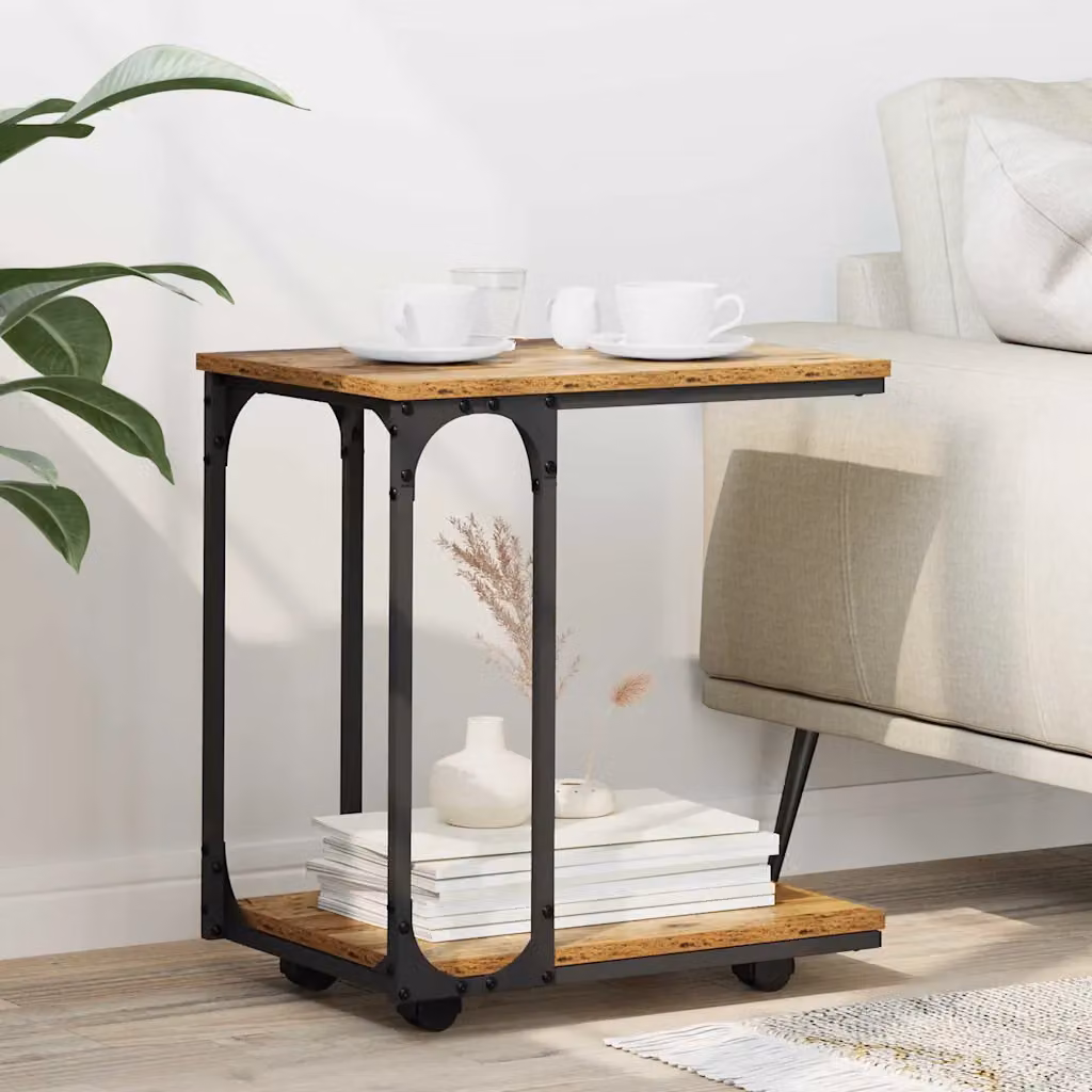 vidaXL Tavolo laterale rettangolare in stile rustico marrone L: 50 cm, P: 35 cm, H: 55.5 cm