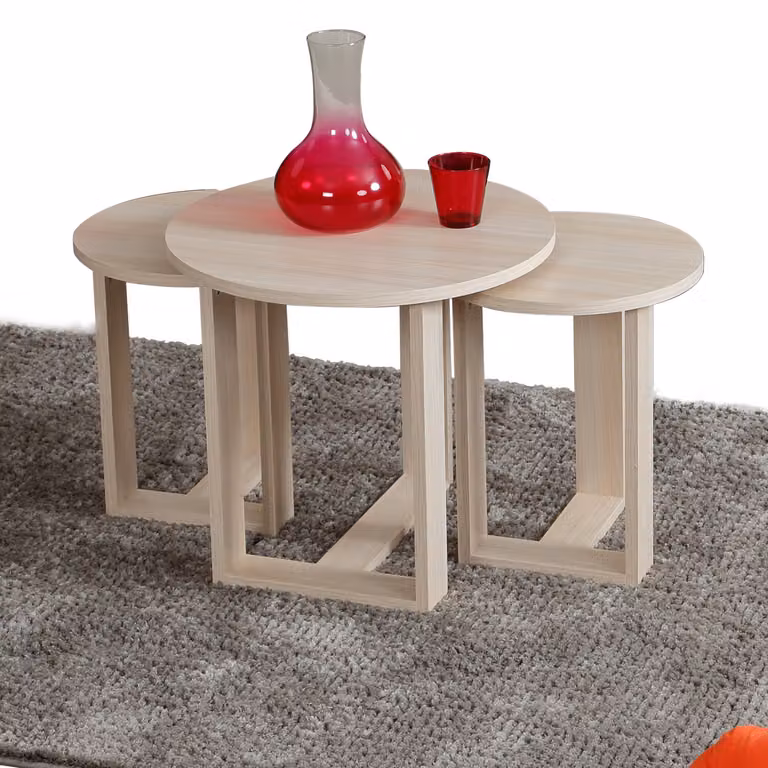 Skye Decor, Mira - Oak, tavolino da caffè (3 pezzi), rovere, 100 % MELAMIN COATED SLIPBOARD, 52 x 52 x 47 cm