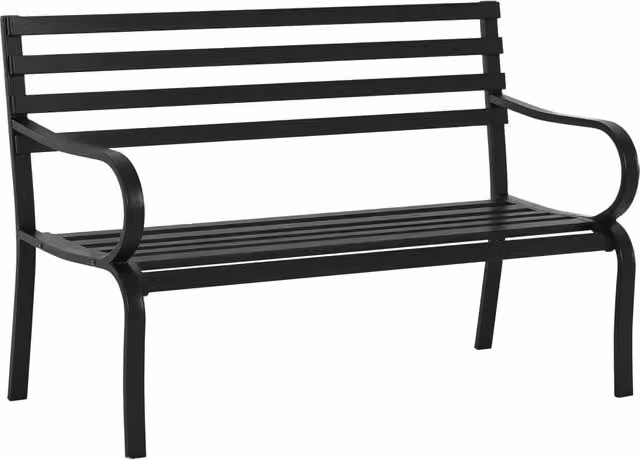 Panca da giardino a 2 posti Xylo in metallo nero con braccioli L: 127 cm, P: 58 cm, H: 82 cm