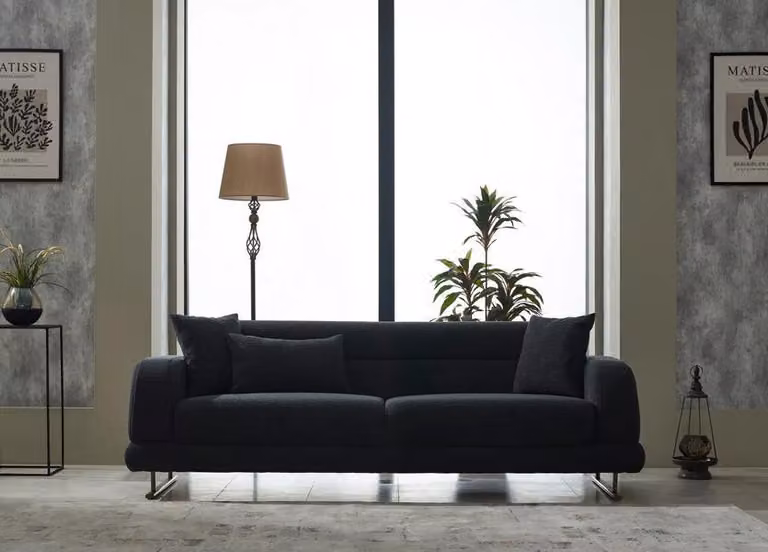 Couch Dreisitzer Sofa Lounge Luxus 3-Sitzer Design Couchen Polster Sofas Schwarz