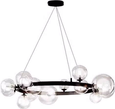Lampada a sospensione moderna Toolight in metallo nero e vetro trasparente per bagno