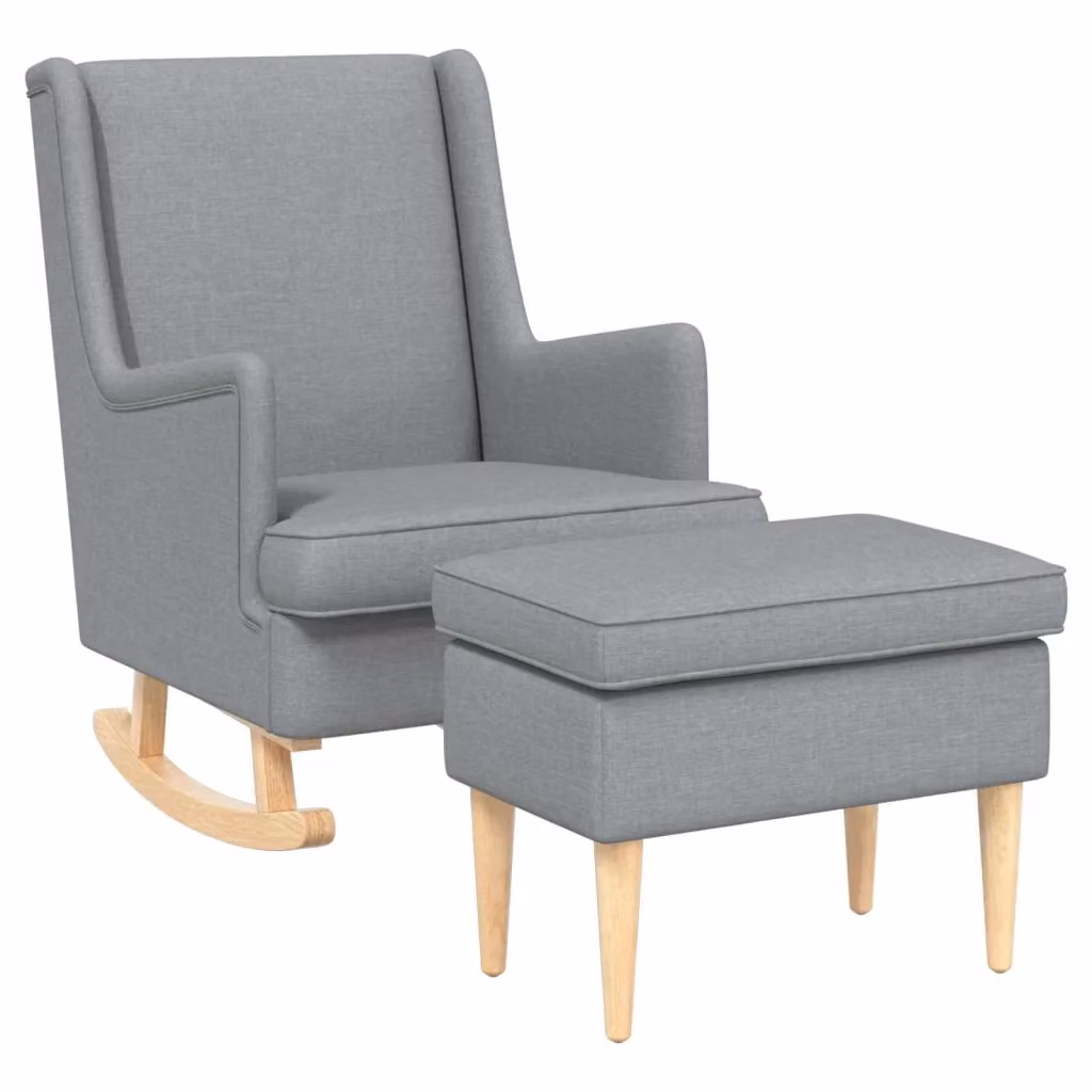 Set Poltrona con Ottoman vidaXL in Tessuto Grigio per Soggiorno e Camera da Letto – 2