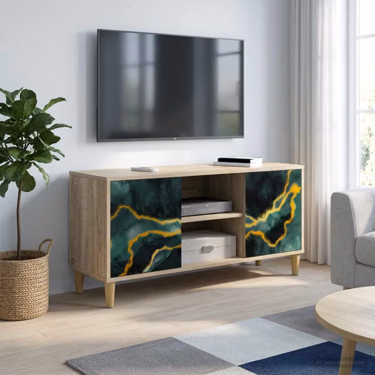 Mobile TV vidaXL WIJHE in legno ingegnerizzato color Sonoma, L 102 x P 33 x H 50 cm