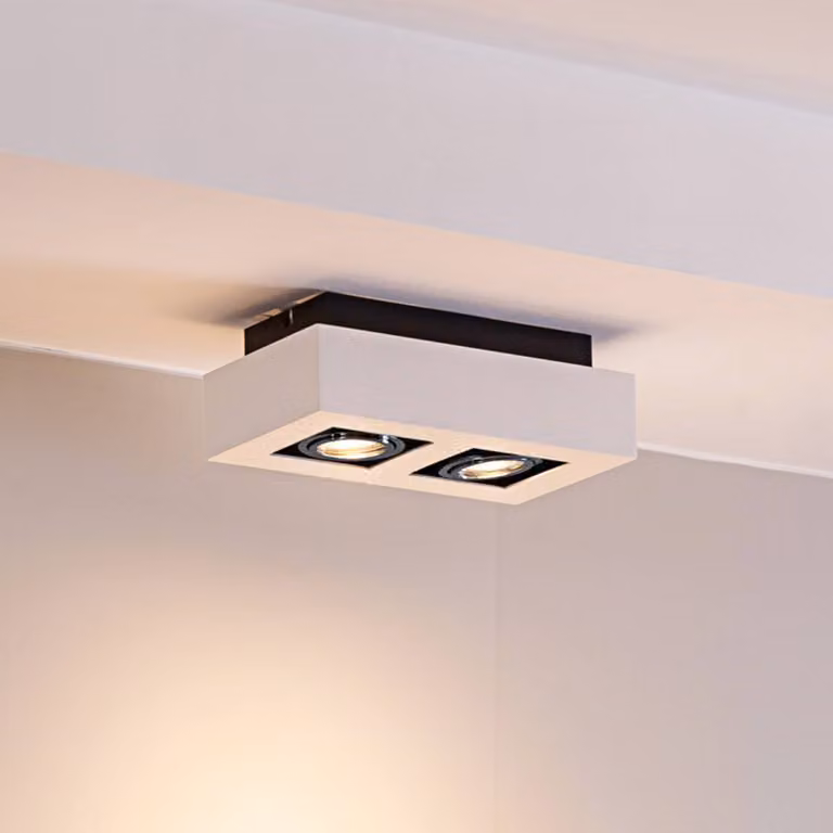 Arcchio faretto Vince, 25 cm, a 2 luci, bianco/cromo, GU10 VINCE Arcchio, dimmerabile, Bianco / Opale, Corridoio, Alluminio, Moderno, Faretto