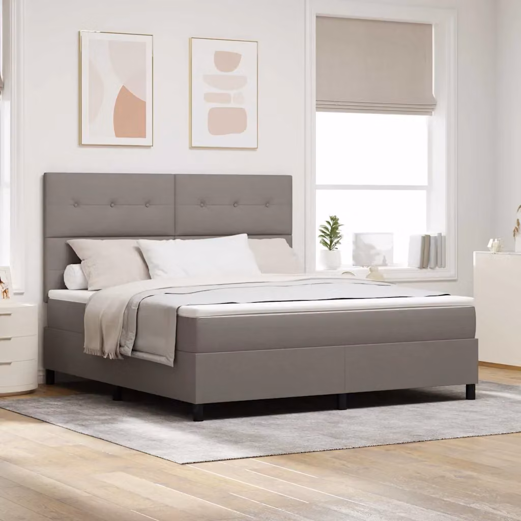 vidaXL Letto a molle Talpa con testiera in tessuto beige o grigio L/P: 180 x 200 cm