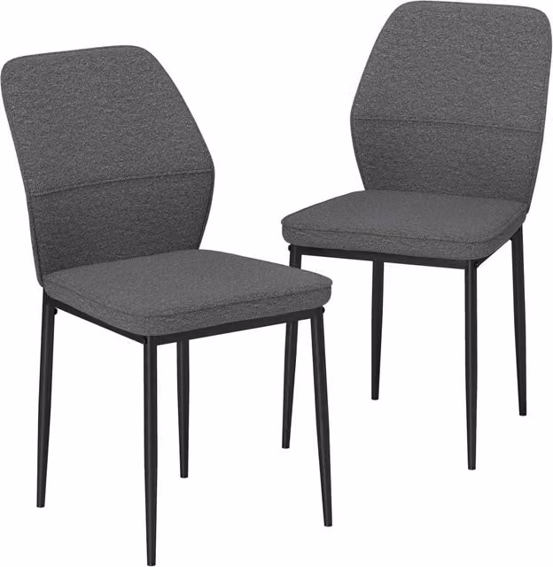 Set di 2 Sedie da Pranzo Minimal Imbottite in Velluto Grigio con Schienale Curvo e Gambe in Metallo L: 45 cm, P: 57 cm, H: 86 cm