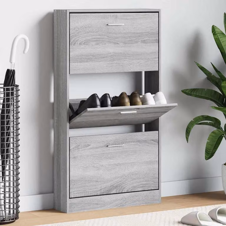 Scarpiera moderna da parete vidaXL in legno grigio L: 59 cm, P: 17 cm, H: 108 cm