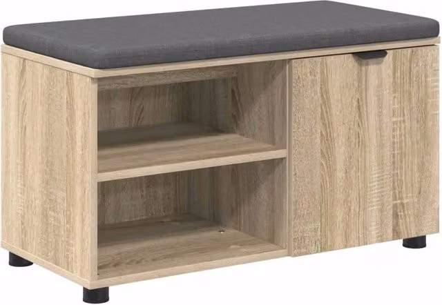 Panca per ingresso con scarpiera e cuscino in tessuto marrone Rovere Sonoma L: 80 cm, P: 38 cm, H: 46 cm