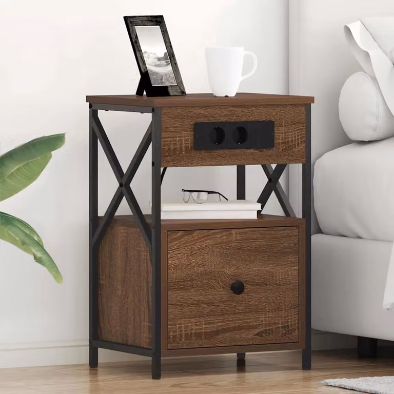 Armadio da notte vidaXL in stile rustico marrone L: 40 cm, P: 31 cm, H: 60 cm