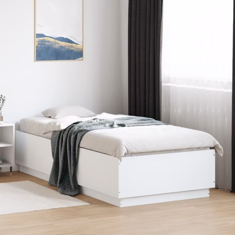 vidaXL Giroletto Moderno in Legno Multistrato Bianco con Luci LED e Porta USB, L/P/H: 200 x 90 x 40 cm