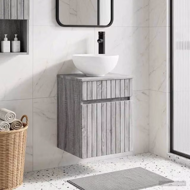 Mobile lavabo da parete vidaXL moderno grigio con cassetti interni L: 39 cm, P: 35 cm, H: 63 cm