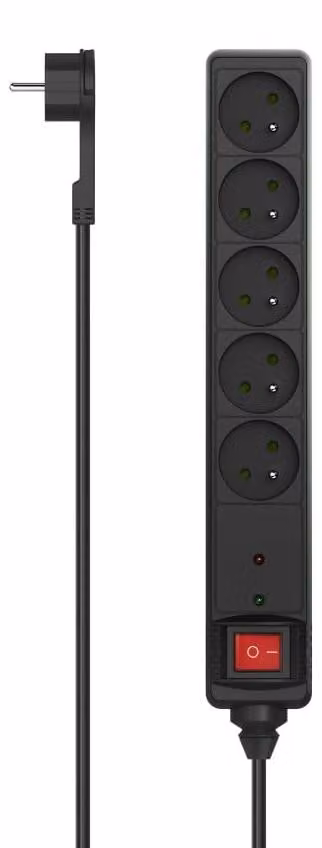 Presa multipla con protezione da sovratensioni Hama P2223771 5 prese 1,5 metri Nero