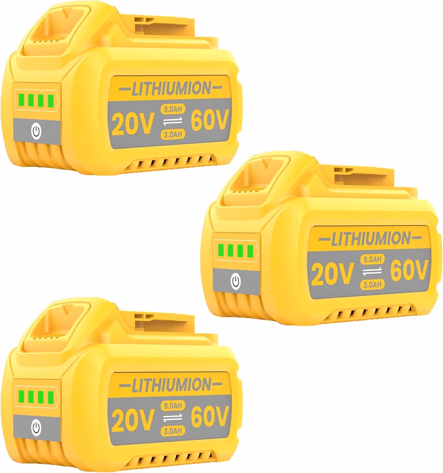 Batteria per utensili elettrici, capacità 9000 mAh, tensione 20 V/60 V, confezione da 3 batterie da 9000 mAh